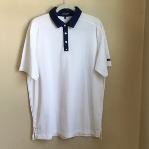 Bad Birdie White Navy Mesh Polo Golf Shirt Large